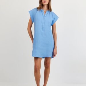 Cap Sleeve Henley Dress - Tidal Blue