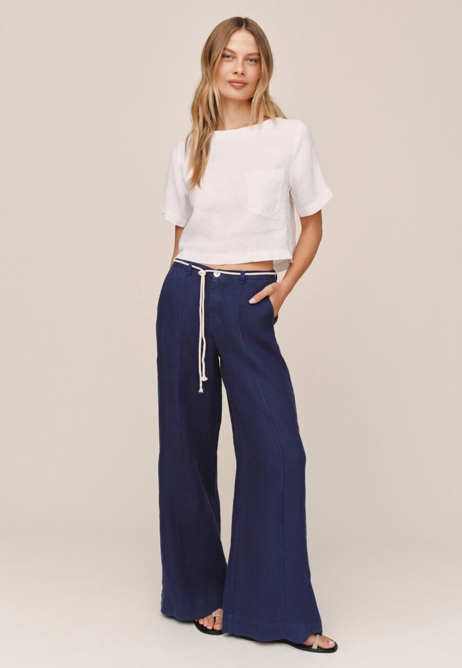 Clean Waist Pintuck Wide Leg - Nautical Night
