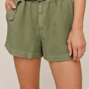 Eyelet Belted Short - Olive Leaf