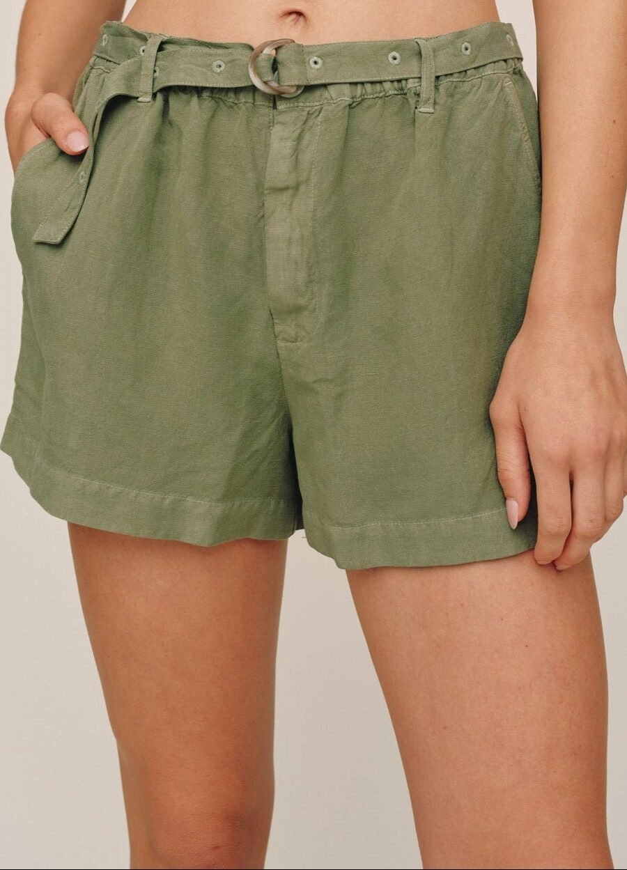 Eyelet Belted Short - Olive Leaf