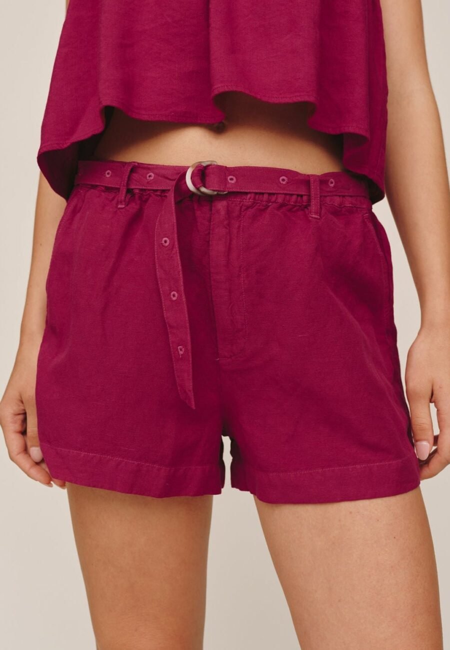 Eyelet Belted Short - Sangria