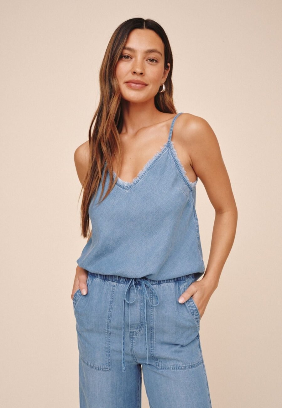Frayed Tencel Cami - Indigo Harbor Wash