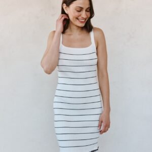 Ruffle Hem Sleeveless Knitted Dress - Garden Party Stripe