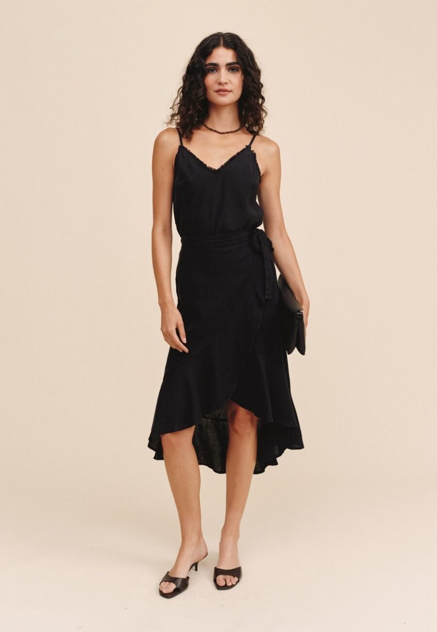 Ruffle Wrap Skirt - Black