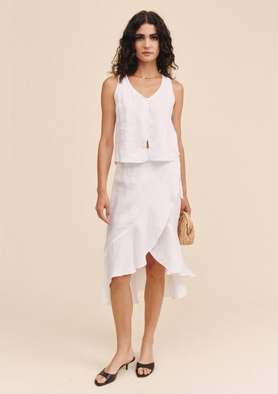 Ruffle Wrap Skirt - White