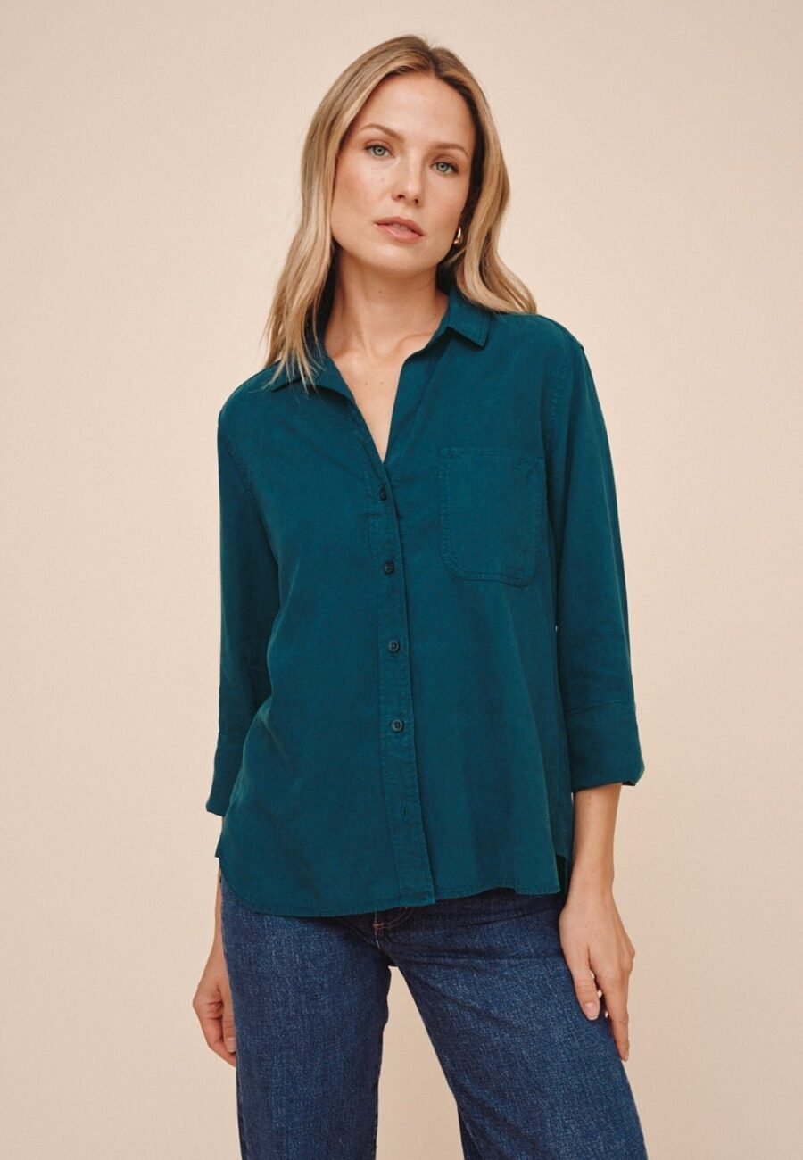 Shirt Tail Button Down - Twilight Teal