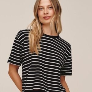 Short Sleeve Tee  - Black & Ivory Stripe
