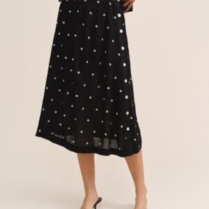 Side Button Skirt - Cabana Dot