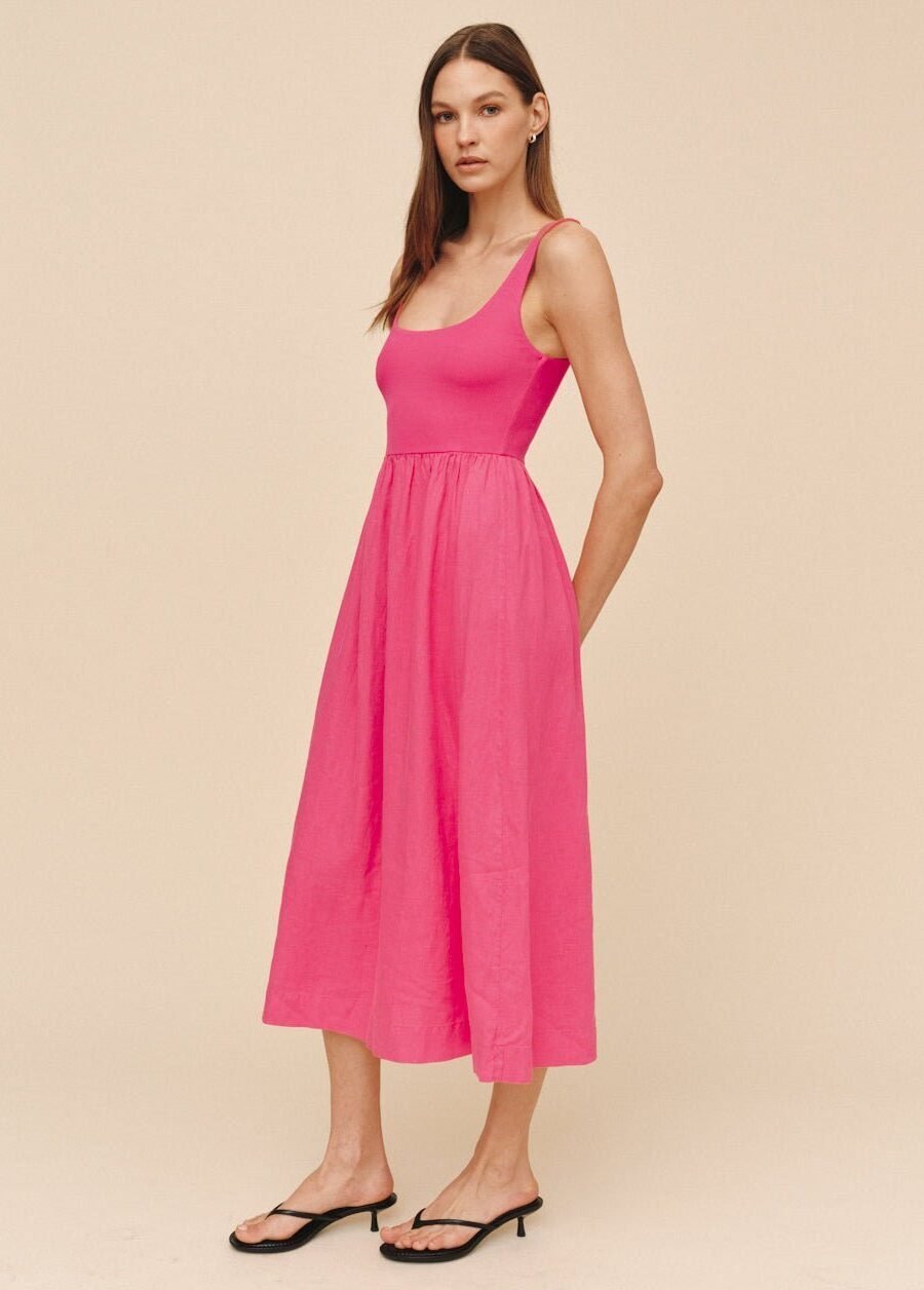 Sleeveless Knit Combo Dress - Spiced Hibiscus