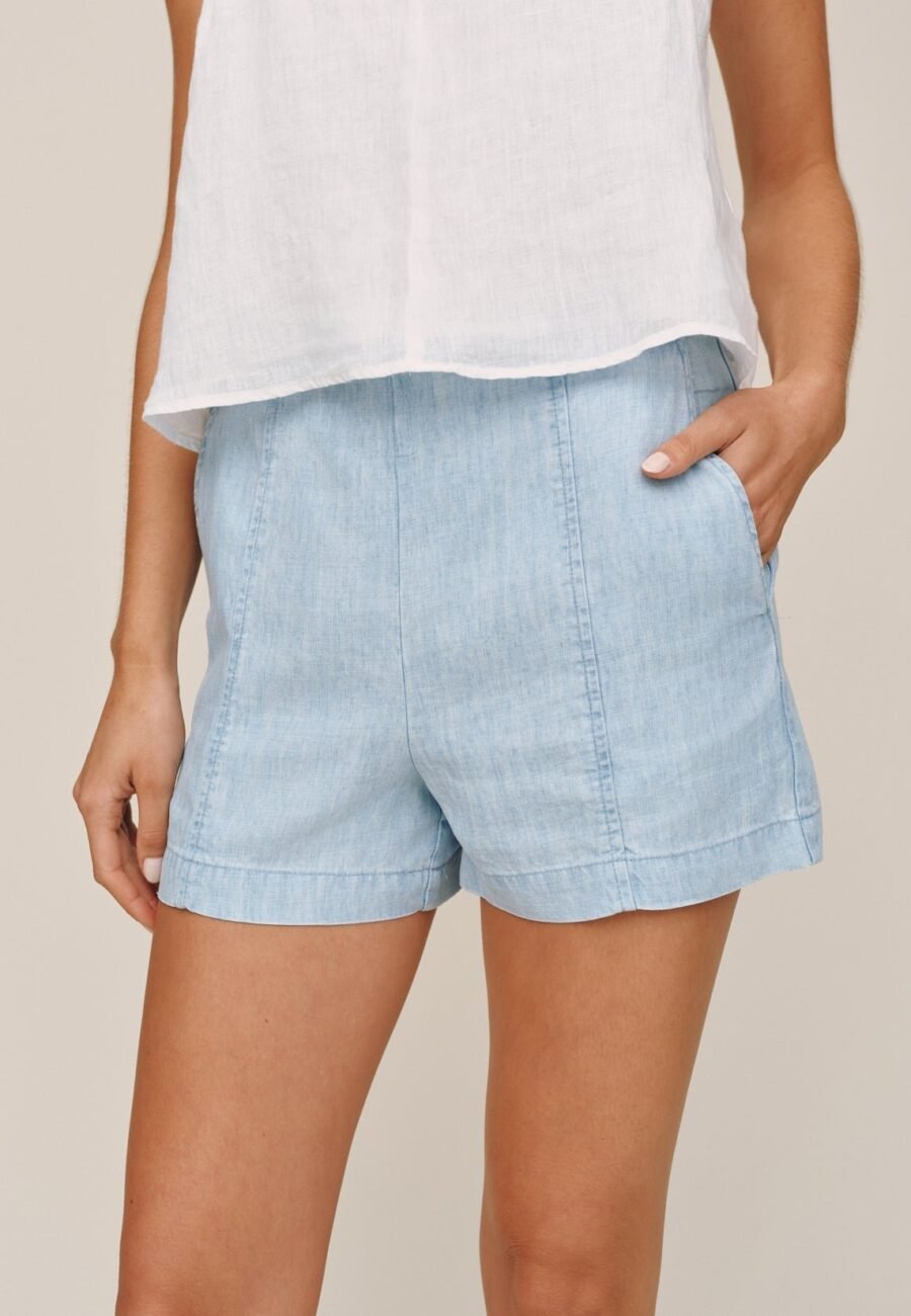 Smocked Back Seam Short - Sun Bleached Wash