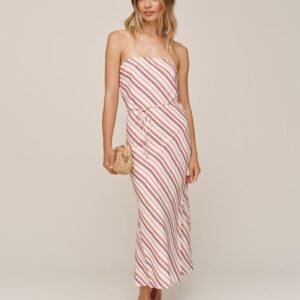 Strapless Bias Maxi Dress - Sunset Stripe
