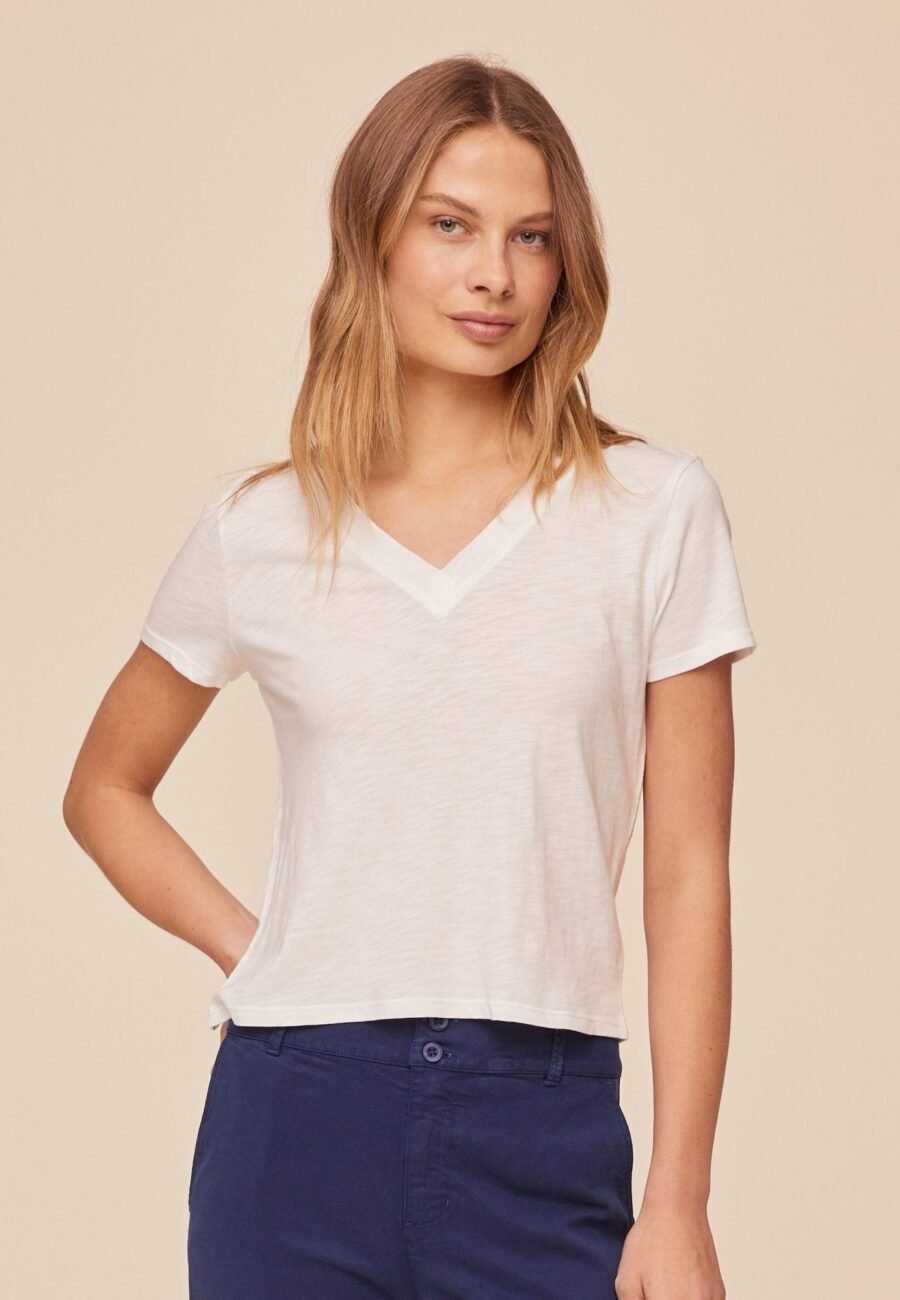 V Neck Tee - White